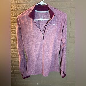 Nike Dri-FIT Heathered Maroon/Pink Long Sleeve Pullover